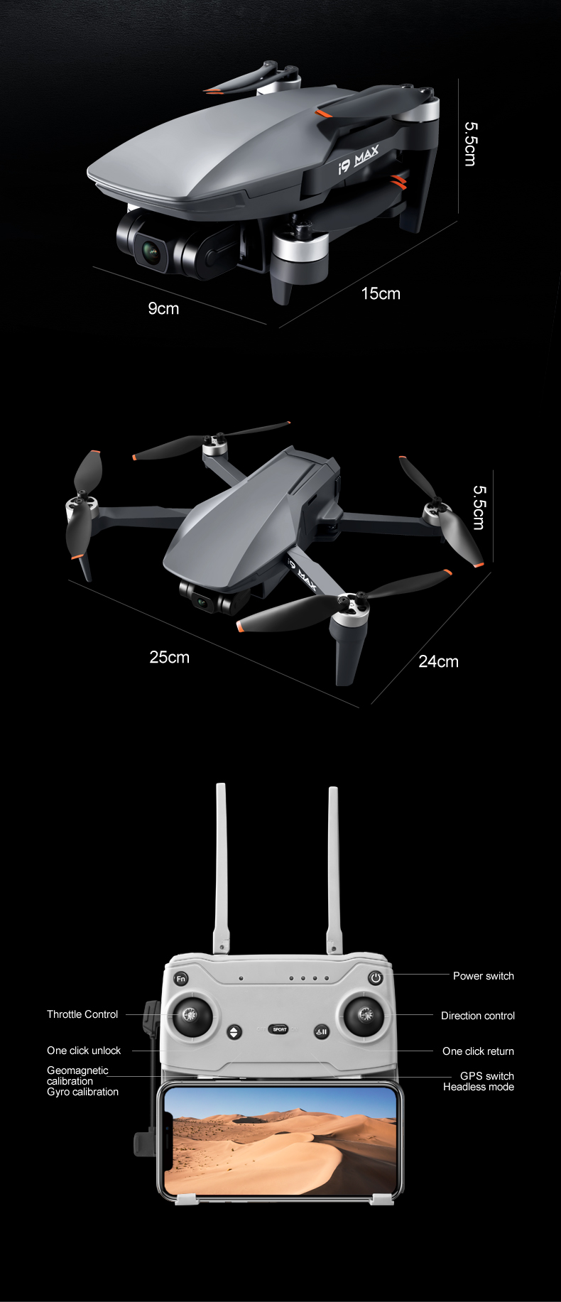 4K Drone-i9 Max Mini | 3-Axis Gimbal | 8MP Camera - ISPEKTRUM Toys & Games