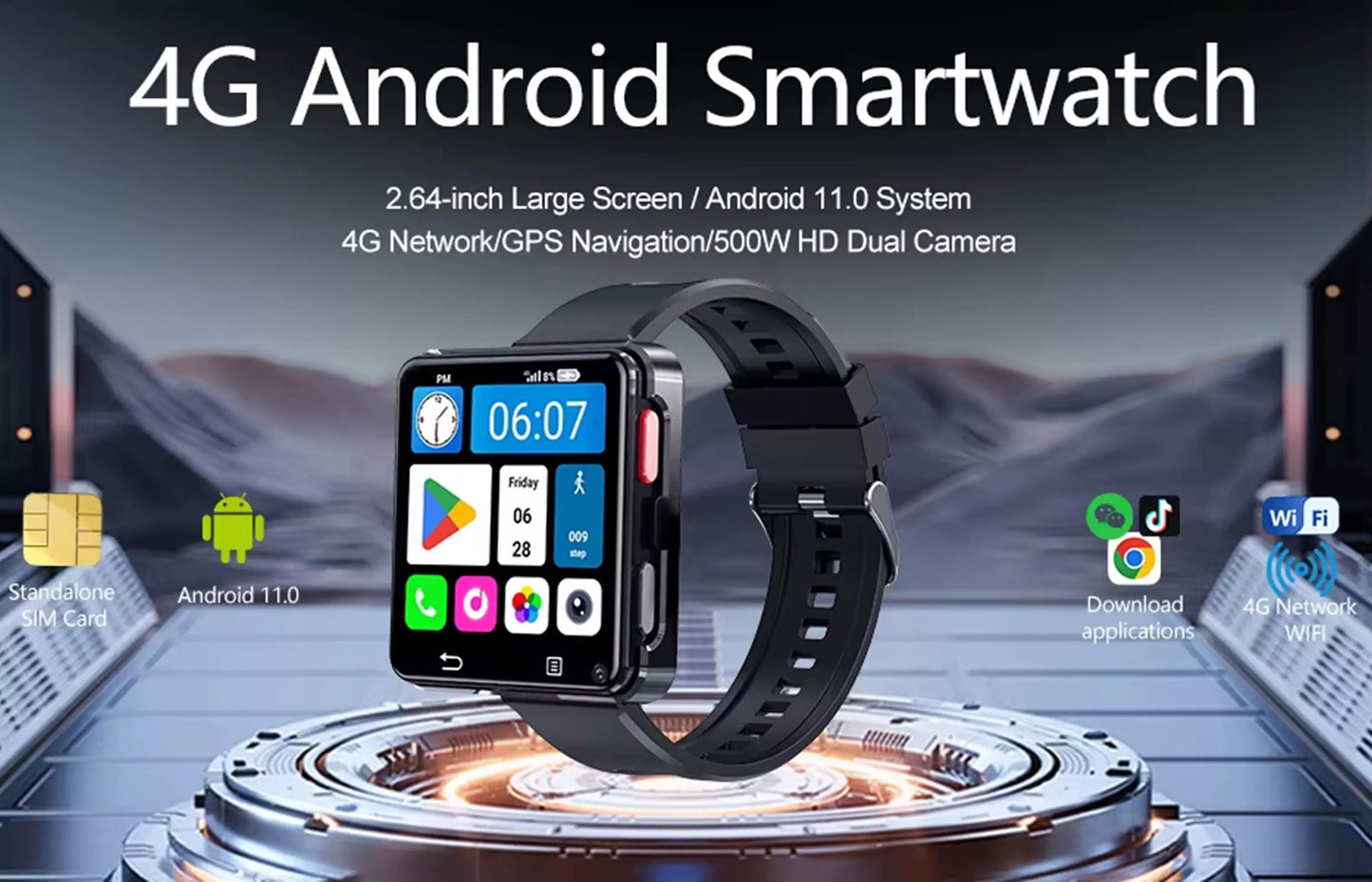 IS998 4G LTE Android Smart Watch Phone | 2.64" Display, Dual Camera, GPS, Fitness Tracker Ready ✨