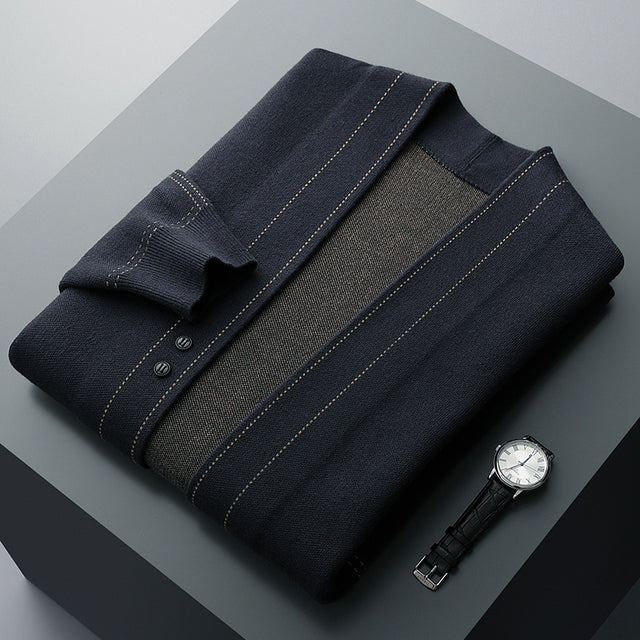 Men's Wool Knitted Cardigan for Young and Middle-Aged
