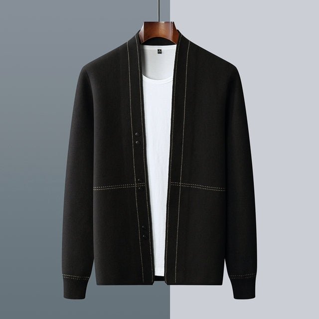 Men's Wool Knitted Cardigan for Young and Middle-Aged