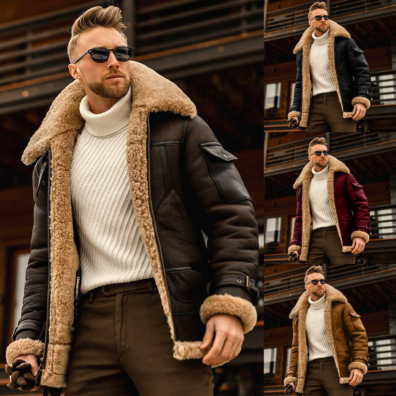 Velora Imperium Men’s Premium Winter Jacket – Warm Fleece & Faux Leather Overcoat