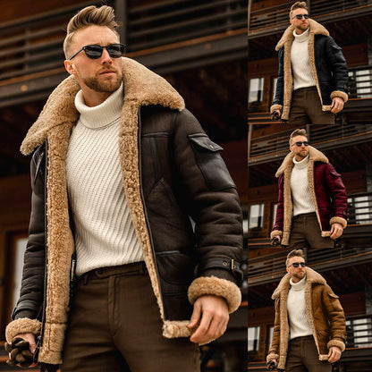 Velora Imperium Men’s Premium Winter Jacket – Warm Fleece & Faux Leather Overcoat