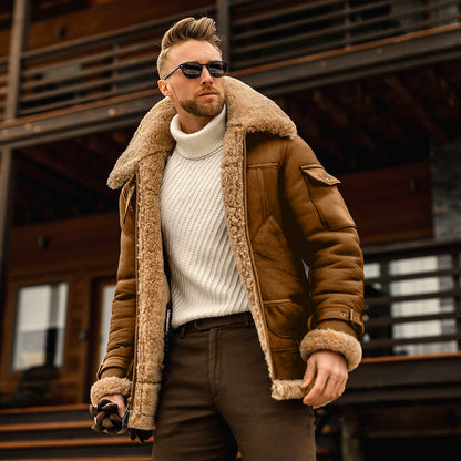 Velora Imperium Men’s Premium Winter Jacket – Warm Fleece & Faux Leather Overcoat