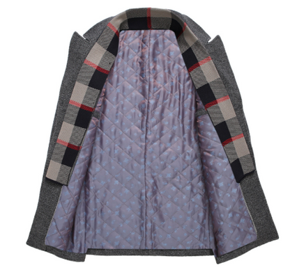Men's Stylish Wool Blend Overcoat - Mid-Length Fashion