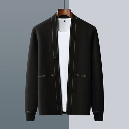 Men's Wool Knitted Cardigan for Young and Middle-Aged