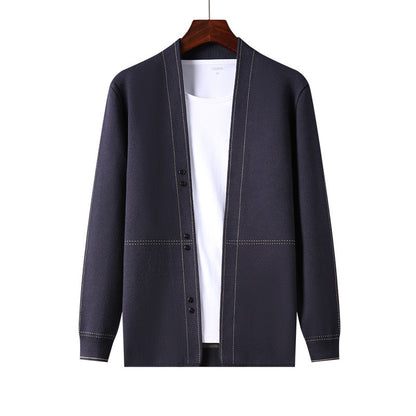 Men's Wool Knitted Cardigan for Young and Middle-Aged