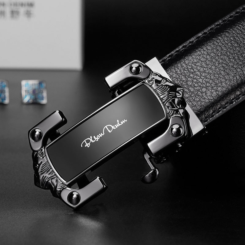 Men's Automatic Buckle Genuine Leather Belt in Fashion