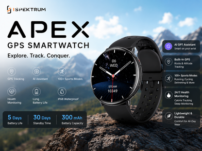 APEX GPS Smartwatch | ChatGPT AI Assistant & Health Tracking, AMOLED Display, GPS