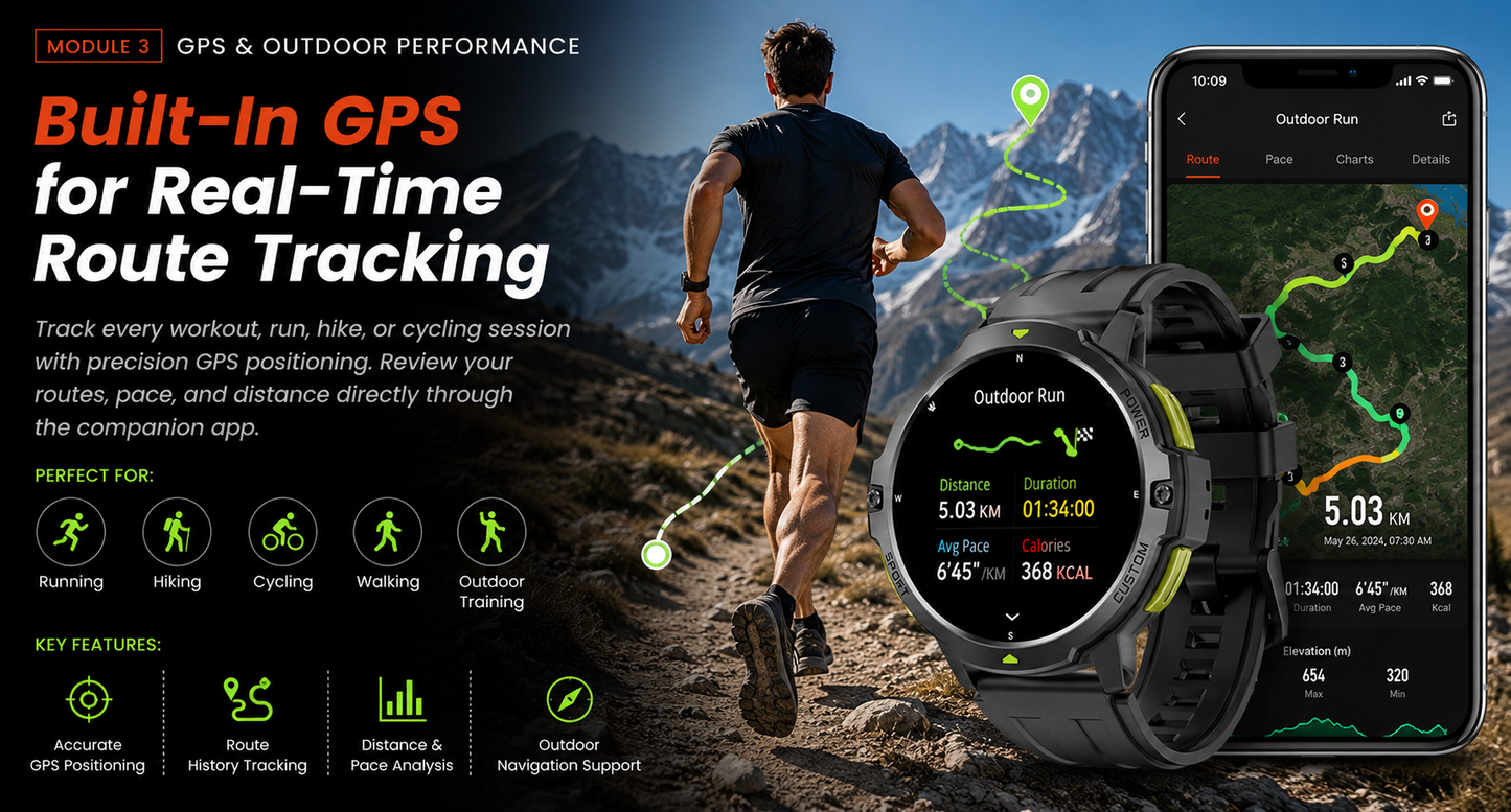 APEX Pro C31 Smartwatch – GPS, Bluetooth Calling, 100+ Sports Modes, 3ATM Waterproof | ISPEKTRUM Canada