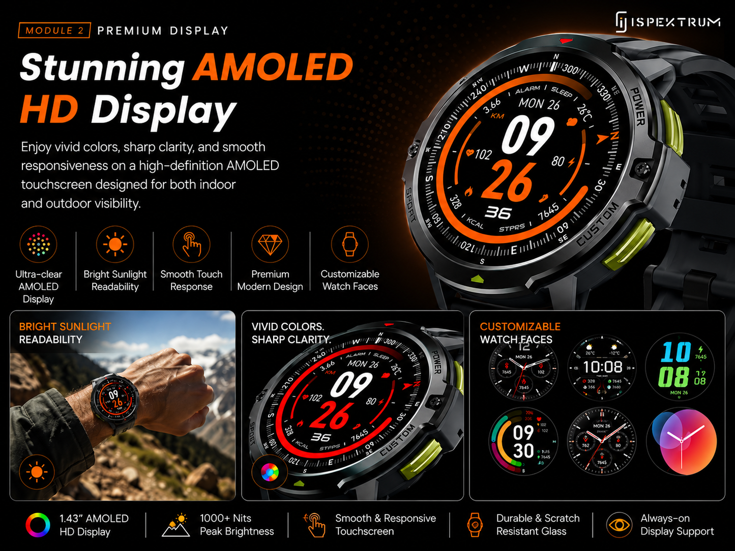 APEX Pro C31 Smartwatch – GPS, Bluetooth Calling, 100+ Sports Modes, 3ATM Waterproof | ISPEKTRUM Canada