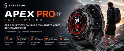 APEX Pro C31 Smartwatch – GPS, Bluetooth Calling, 100+ Sports Modes, 3ATM Waterproof | ISPEKTRUM Canada