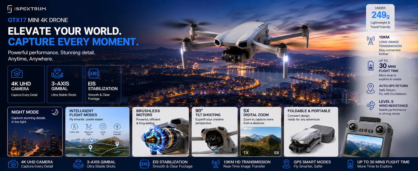 GTX17 Mini 4K Drone: Elevate Your Aerial Photography and Videography