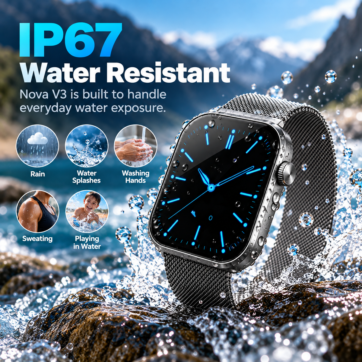 Montre connectée Nova V3 – Ultra-mince, AMOLED, suivi de forme et de santé