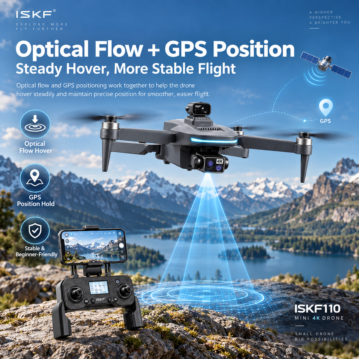 FlyBot ISKF110 4K Drone | 3-Axis Gimbal