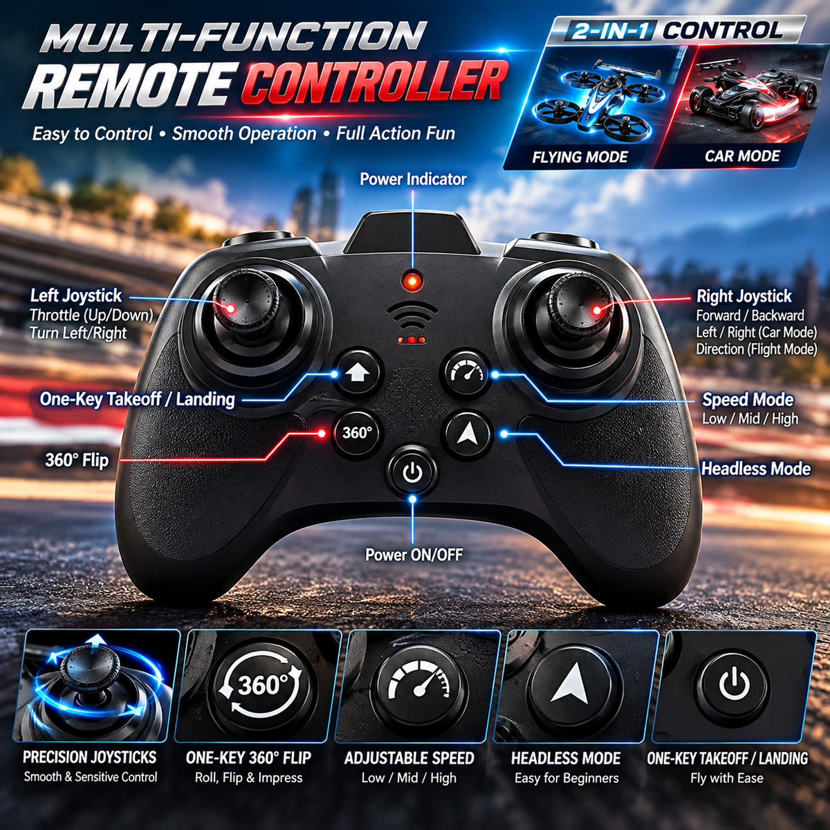 SkyDrift X1 2-in-1 RC Drift Car & Flying Aircraft