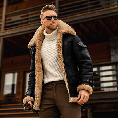 Velora Imperium Men’s Premium Winter Jacket – Warm Fleece & Faux Leather Overcoat