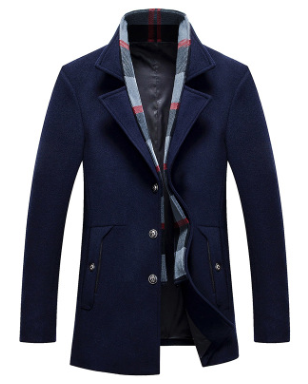 Men's Stylish Wool Blend Overcoat - Mid-Length Fashion