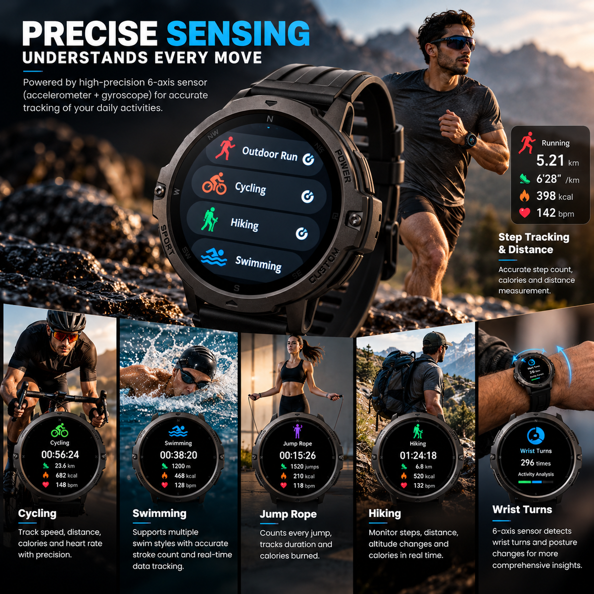 APEX Pro C31 Smartwatch – GPS, Bluetooth Calling, 100+ Sports Modes, 3ATM Waterproof | ISPEKTRUM Canada