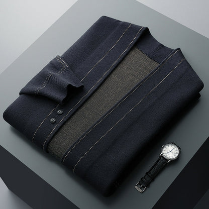 Men's Wool Knitted Cardigan for Young and Middle-Aged