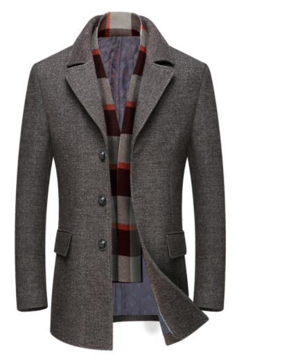 Men's Stylish Wool Blend Overcoat - Mid-Length Fashion