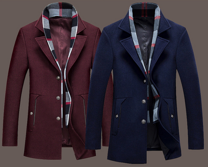 Men's Stylish Wool Blend Overcoat - Mid-Length Fashion