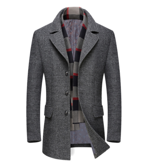 Men's Stylish Wool Blend Overcoat - Mid-Length Fashion