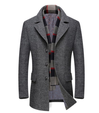 Men's Stylish Wool Blend Overcoat - Mid-Length Fashion
