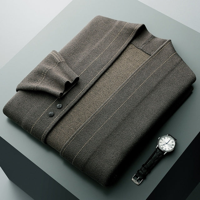 Men's Wool Knitted Cardigan for Young and Middle-Aged