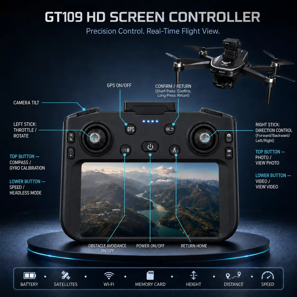 GT109 Mini Drone - 4K Camera & GPS Return