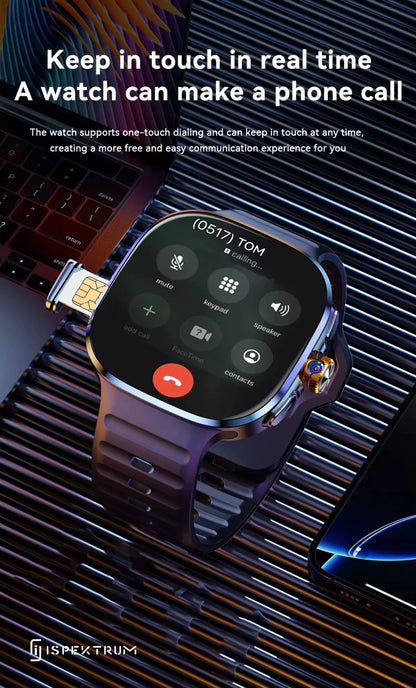 IS99 4G LTE GPS Smartwatch with Rotating Camera, ChatGPT, 2 Inch AMOLED Display & Health Monitoring