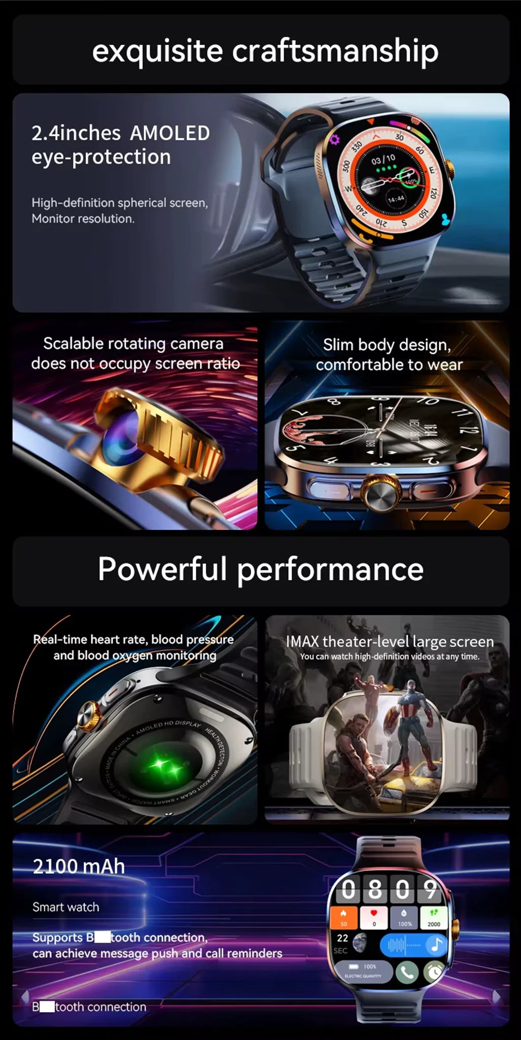 IS99 4G LTE GPS Smartwatch with Rotating Camera, ChatGPT, 2 Inch AMOLED Display & Health Monitoring