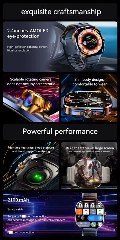 IS99 4G LTE GPS Smartwatch with Rotating Camera, ChatGPT, 2 Inch AMOLED Display & Health Monitoring