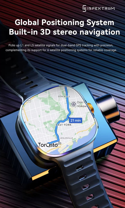 IS99 4G LTE GPS Smartwatch with Rotating Camera, ChatGPT, 2 Inch AMOLED Display & Health Monitoring