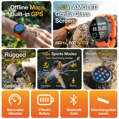 Legion Pro GPS Smartwatch – AMOLED Display, Waterproof, Long Battery Life - ISPEKTRUM Smart Watch