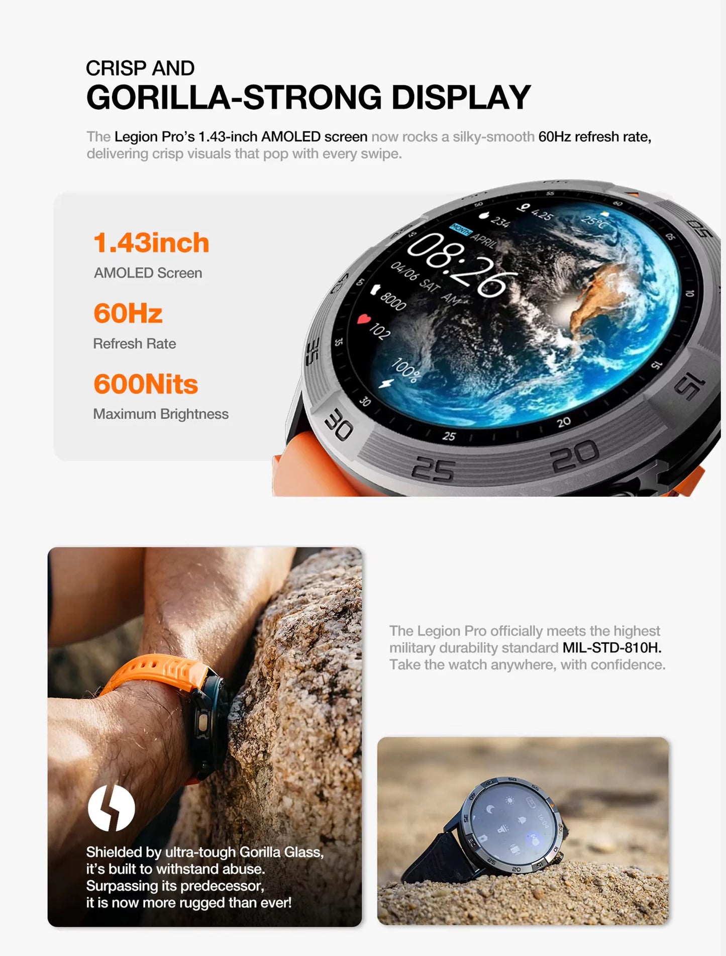 Legion Pro GPS Smartwatch – AMOLED Display, Waterproof, Long Battery Life - ISPEKTRUM Smart Watch