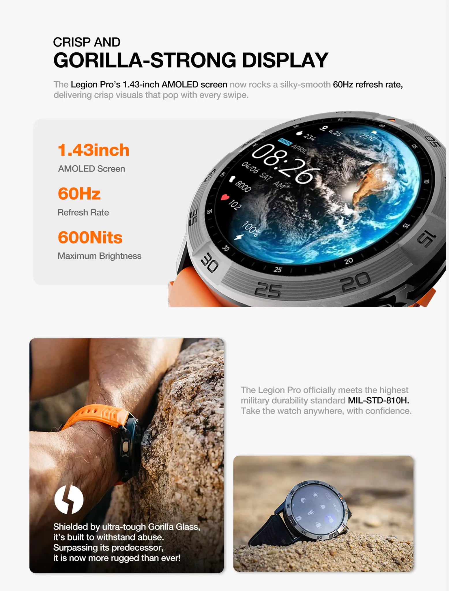 Legion Pro GPS Smartwatch – AMOLED Display, Waterproof, Long Battery Life - ISPEKTRUM Smart Watch