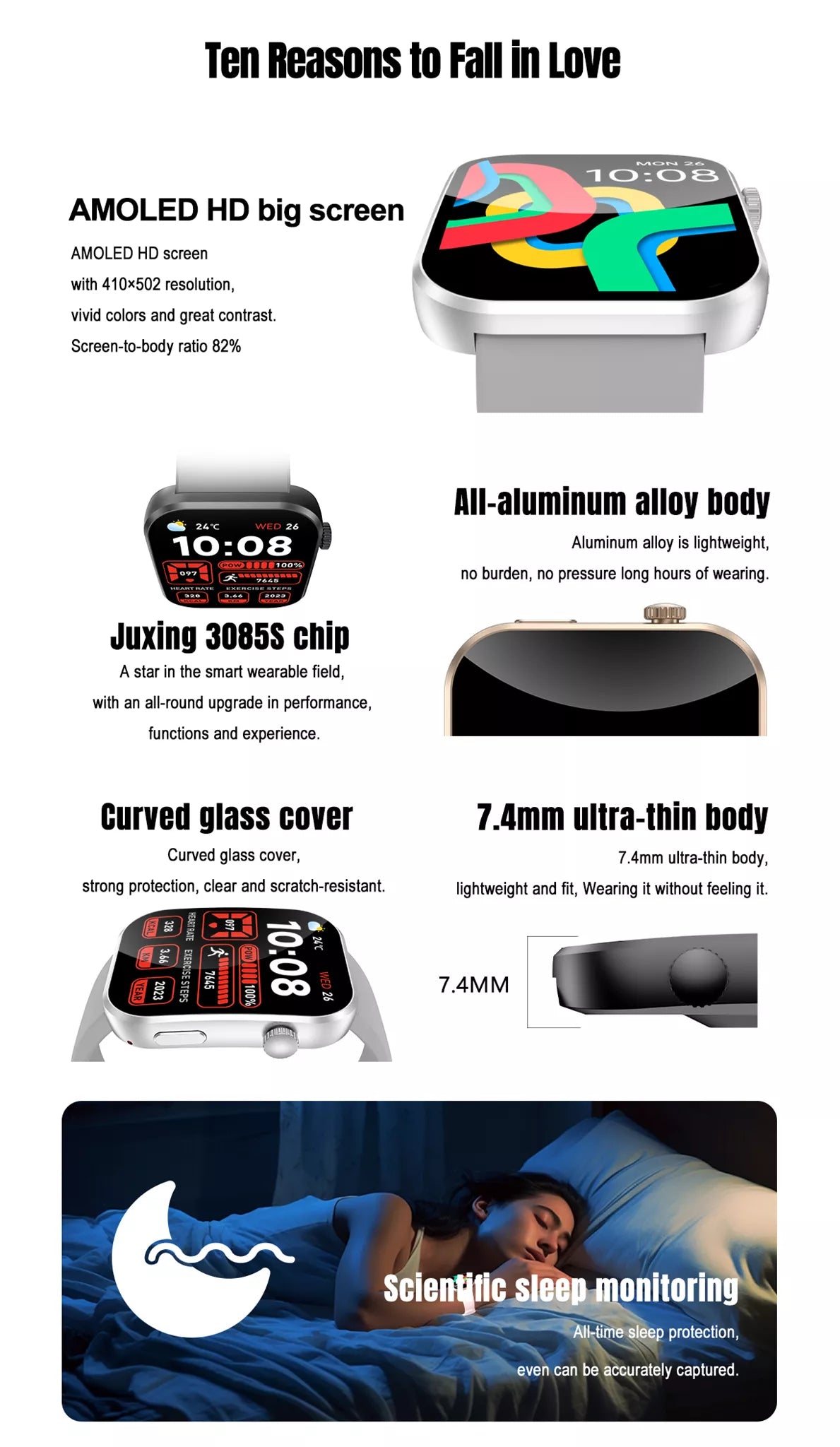 Nova V3 Smartwatch – Ultra-Slim AMOLED Fitness & Health Watch