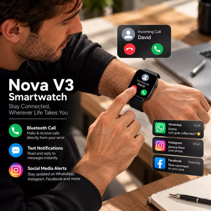 Montre connectée Nova V3 – Ultra-mince, AMOLED, suivi de forme et de santé