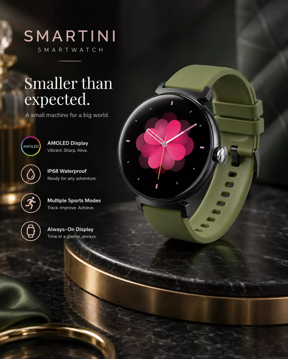 Smartini Mini Smart Watch for Women — AMOLED Display • Health & Fitness Tracker