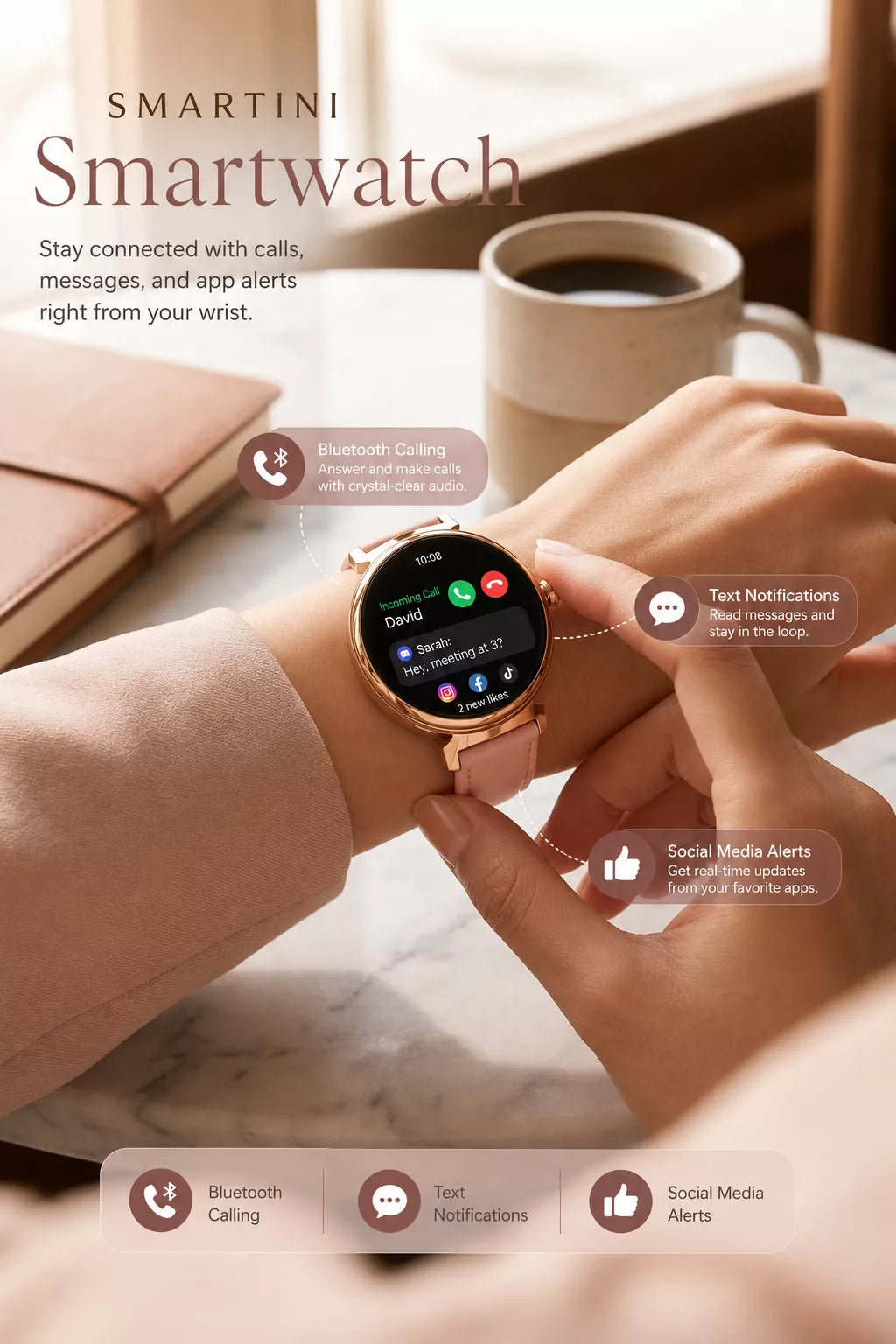 Smartini Mini Smart Watch for Women — AMOLED Display • Health & Fitness Tracker