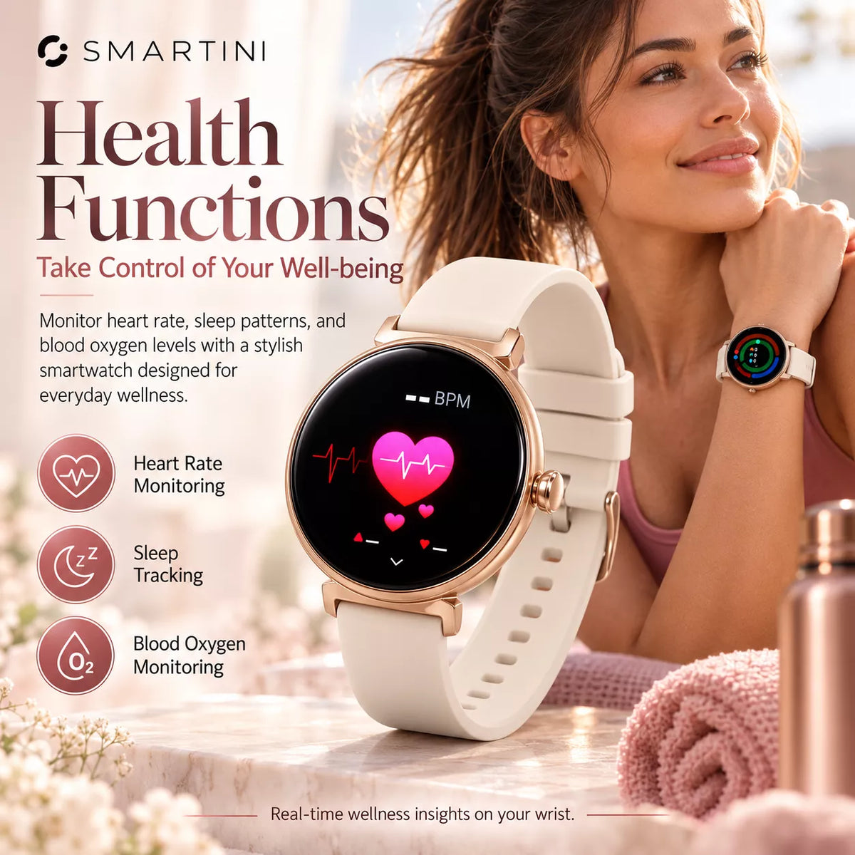 Smartini Mini Smart Watch for Women — AMOLED Display • Health & Fitness Tracker