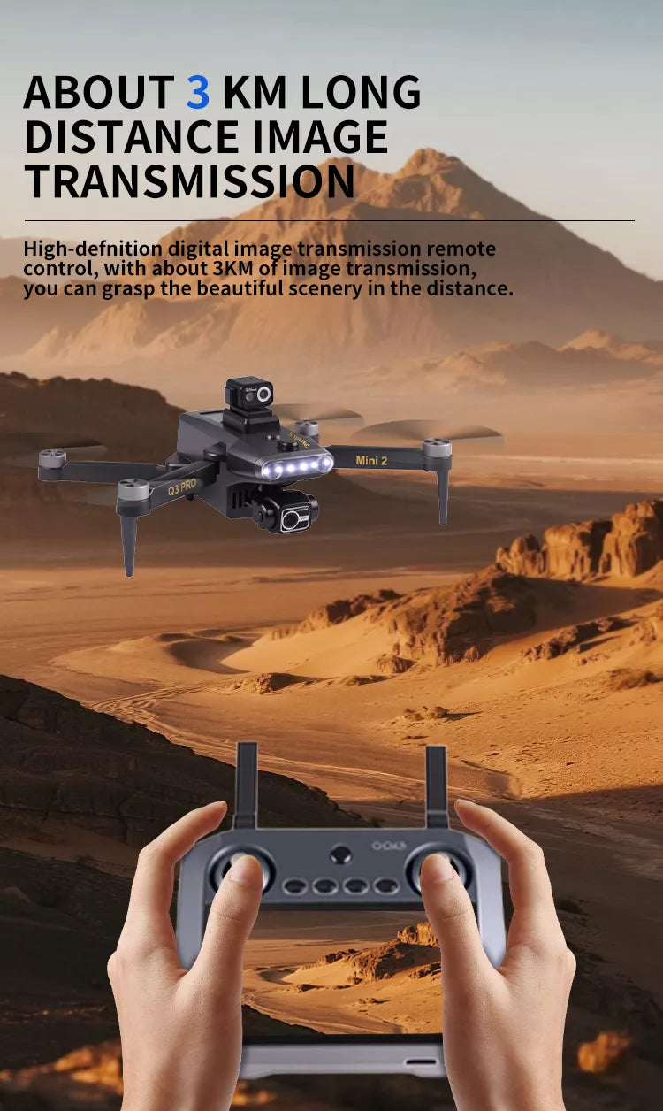 Vortex Q3 Mini 2 4K Drone | 7.8″ HD Screen, 3-Axis Gimbal & GPS
