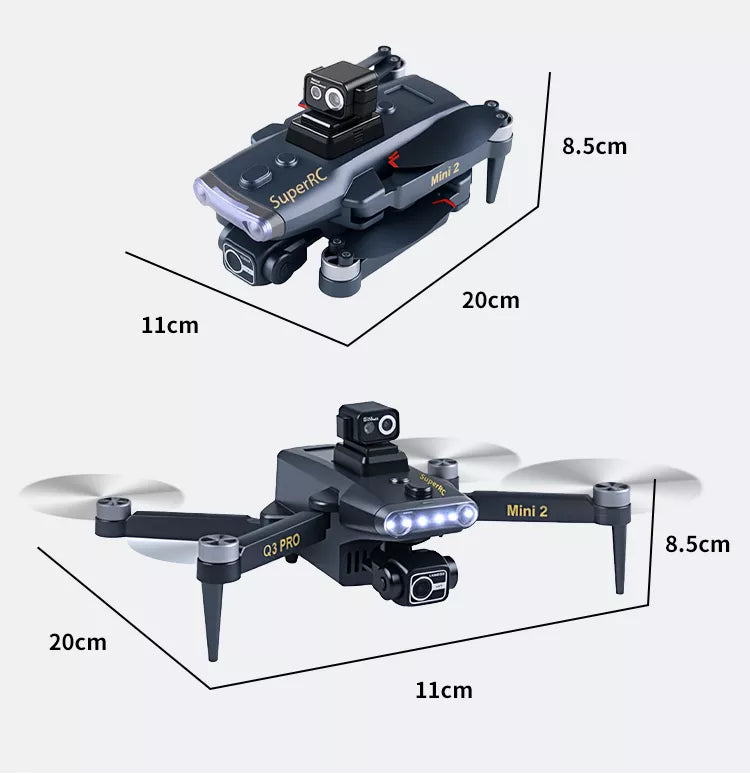 Vortex Q3 Mini 2 4K Drone | 7.8″ HD Screen, 3-Axis Gimbal & GPS