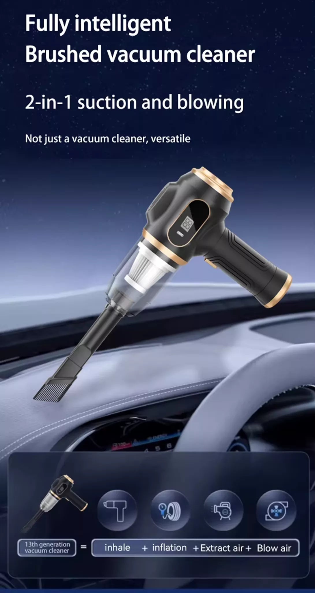 X88 Portable Cordless Vacuum Cleaner – 12000Pa 3-in-1 Handheld Vacuum & Blower