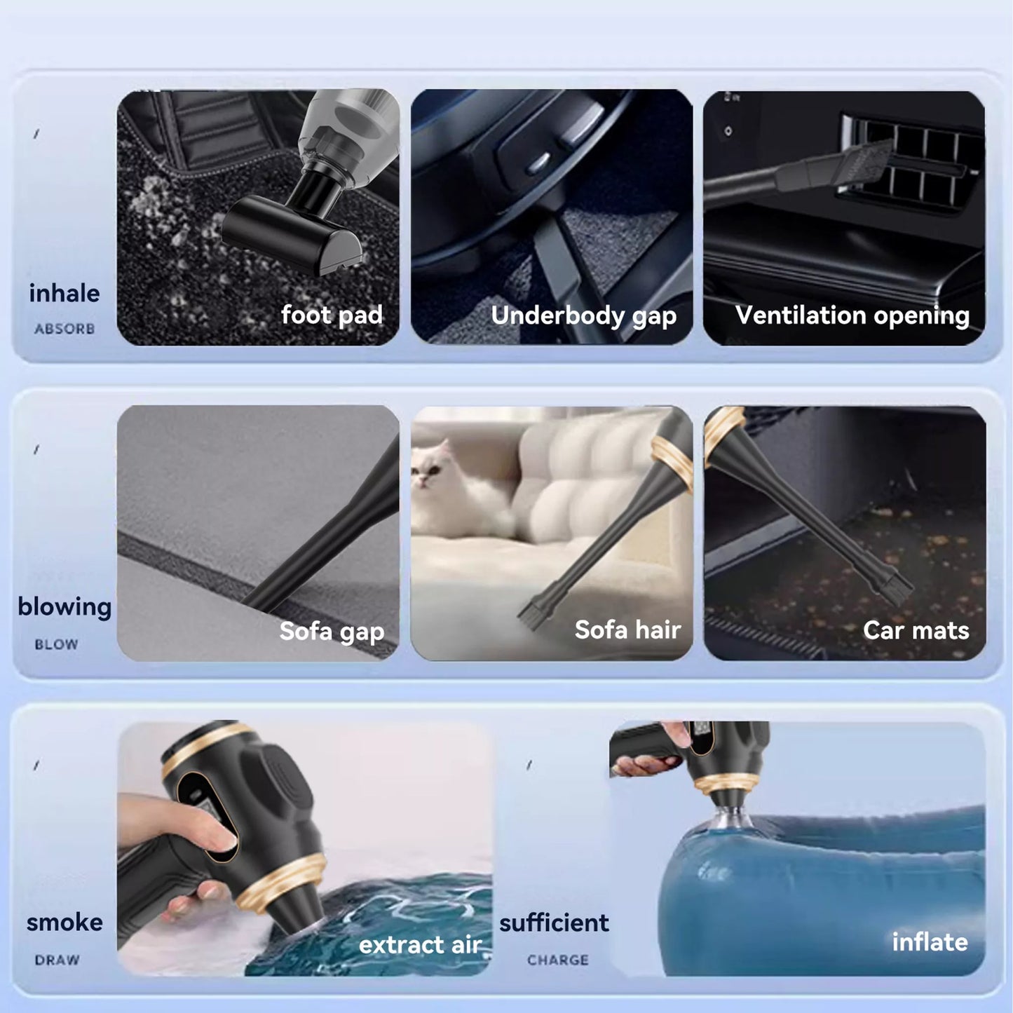 X88 Portable Cordless Vacuum Cleaner – 12000Pa 3-in-1 Handheld Vacuum & Blower