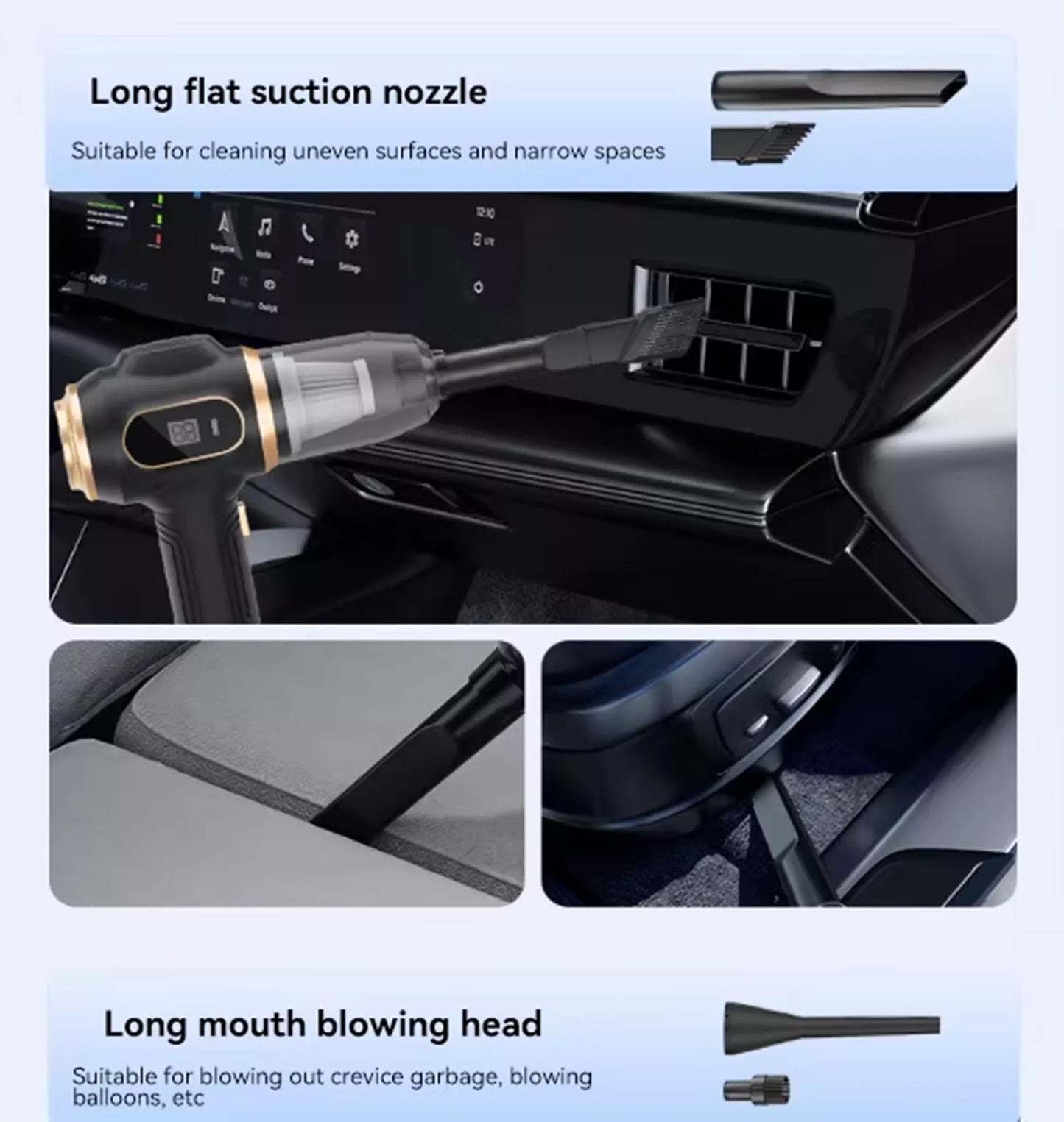 X88 Portable Cordless Vacuum Cleaner – 12000Pa 3-in-1 Handheld Vacuum & Blower