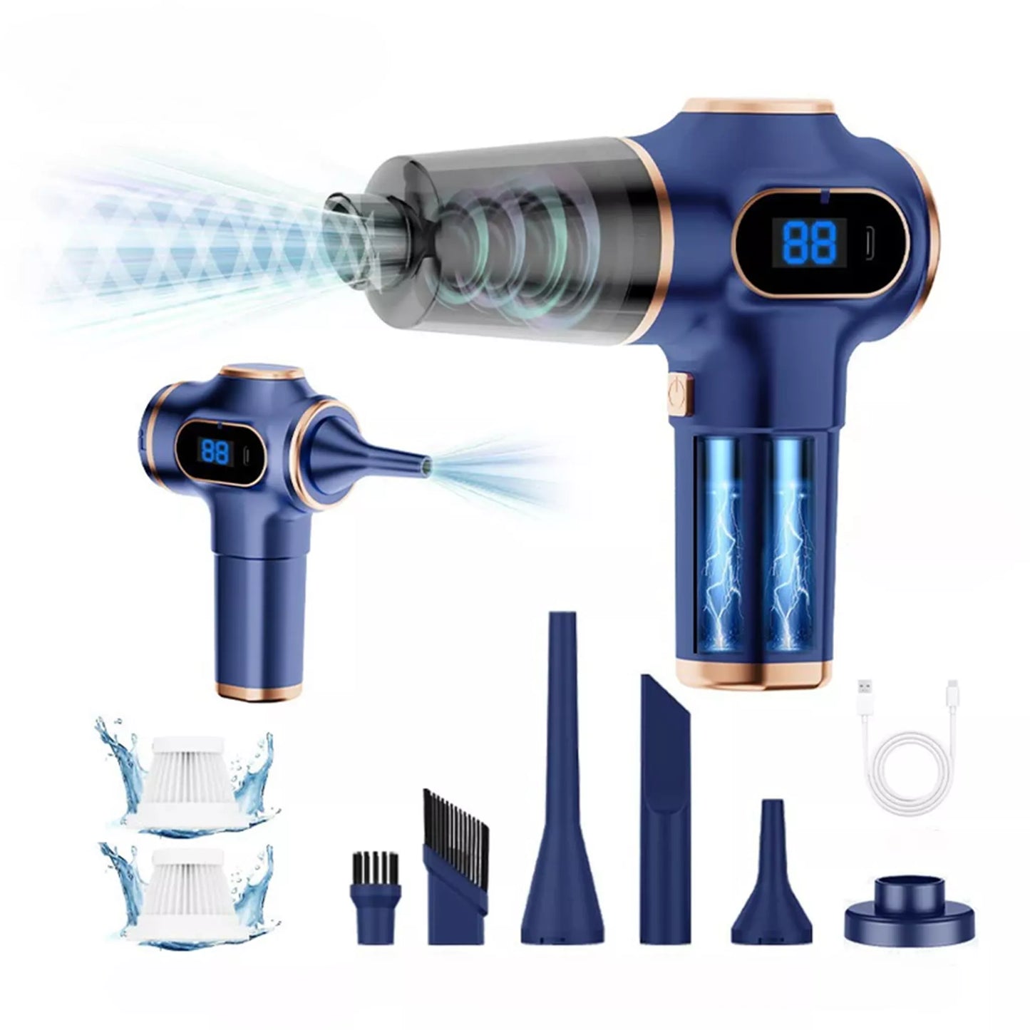 X88 Portable Cordless Vacuum Cleaner – 12000Pa 3-in-1 Handheld Vacuum & Blower