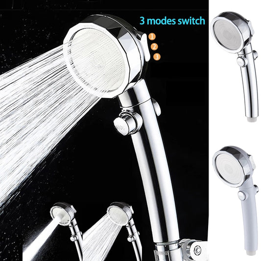 Water Saving High Pressure Shower Head Hand Hold Round Bathroom Accessory Chrome ABS Shower Heads - ISPEKTRUM Home & Garden